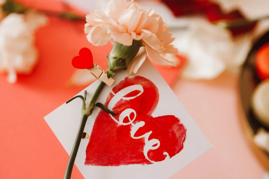 Valentine’s Day Card and Flowers